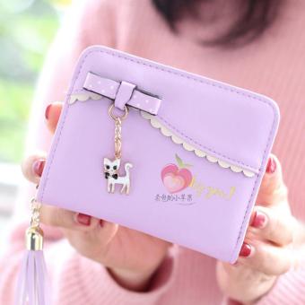 Korea Fashion Style Lipat Kucing Mini Dompet (Liontin Kucing Ungu)