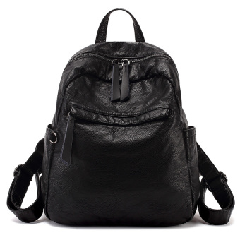 Korea Fashion Style Perempuan Baru Kapasitas Besar Kulit Tas Ransel Tas Ransel (Hitam)