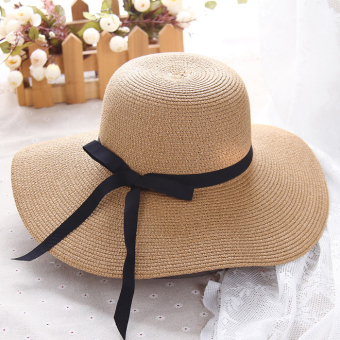 Topi Jerami Korea Fashion Style Bisa Dilipat Topi Pelindung Sinar Matahari Musim Panas Bernapas (Tinggi