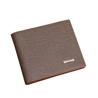 Leegoal Tas Dompet Lipat Bisnis Pria PU Kulit Scrub (Kopi)