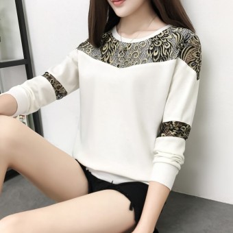 Longgar Korea Modis Gaya Lengan Panjang Pada Model Musim Semi Modis Kemeja Kecil Kaos (Putih