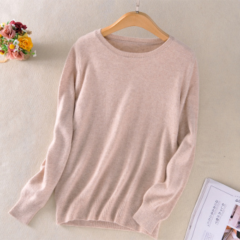 Sweter Baru Leher Bulat Sweater Kasmir Korea Fashion Style Perempuan (Meter Unta)