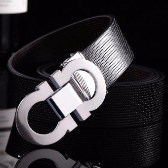 Men's High Quality Leather Belt Smooth Buckle Belt 35mm Length up to 125cm-black+