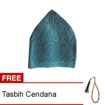 Nabawi Peci Rajut Mercan - Hijau + Gratis Tasbih Cendana 1 pcs
