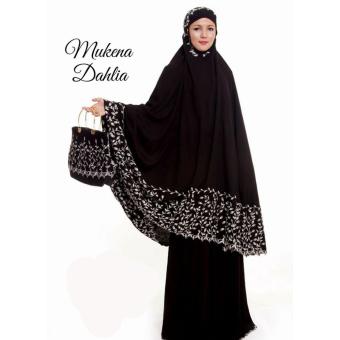 Nuranitex Mukena Bordir Behel Dahlia Mewah Ukuran Jumbo - Hitam Abu