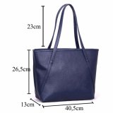 ... QuincyLabel Tas Wanita Women Fashion PU Tote Leather Handbags Shoulder Bags - Navy/Blue -