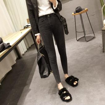 Home · Hitam Stretch Ketat Kaki Celana Pensil Korea Slim Celana Jeans Abu Abu Abu Abu
