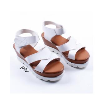 Sandal Wanita Platform Wedges Ankle Strap DN12 Putih