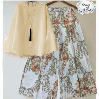 RULIVA - STELAN KULOT SET KULOT setelan kulot KAtun jepang aster cream atasan cream