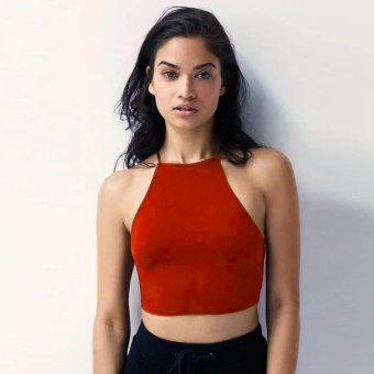Kutang Seksi Wanita Cross Tali Backless Kaos Padat Lengan Panjang Tangki .