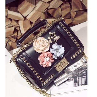 Vicria Tas Branded Wanita - High Quality Korean Style with Three Flowers and Pearl Leaf -