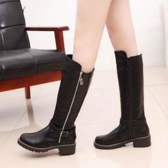 Musim Dingin Fashion Baru Wild Boots Sepatu Bot Di Ritsleting Silinder Martin Boots (Hitam)