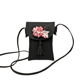 Women Applique Floral Mini Handbag Phone Bag Shoulder Bag Messenger Bag Purse - intl