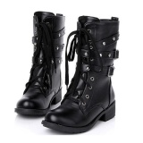 Wanita Punk Motor Biker Militer Tentara Pertempuran Datar Sepatu Bot Setumit Klasik Sepatu-Intl Januari 2019 - 3 Wanita Punk Motor Biker Militer Tentara Pertempuran Datar Sepatu Bot Setumit Klasik Sepatu-Intl - 3