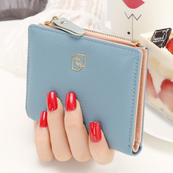 YADAS Korea Fashion Style perempuan tipis ritsleting kecil dompet wanita dompet (Biru)