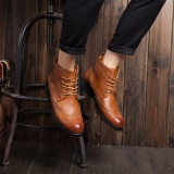 Yozo Pria Sepatu Bot Tinggi Top Retro Brogues BOOT BOOT Kulit Asli Nyaman Tren Pria Quality Sepatu-Intl Januari 2019 - 3 Yozo Pria Sepatu Bot Tinggi Top Retro Brogues BOOT BOOT Kulit Asli Nyaman Tren Pria Quality Sepatu-Intl - 3