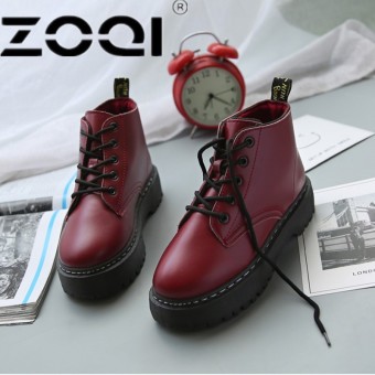 ZOQI Hot Sale Sepatu Wanita Martin Boots Handmade Ankle Boots Flat Boots Kulit Asli Asli Sepatu