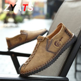 ZYATS Kulit Men's Flats Sepatu Moccasin Casual Loafers Slip-On Besar Ukuran 38-46 Khaki Januari 2019 - 4 ZYATS Kulit Men's Flats Sepatu Moccasin Casual Loafers Slip-On Besar Ukuran 38-46 Khaki - 4