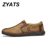 ZYATS Kulit Men's Flats Sepatu Moccasin Casual Loafers Slip-On Besar Ukuran 38-46 Khaki Januari 2019 - 2 ZYATS Kulit Men's Flats Sepatu Moccasin Casual Loafers Slip-On Besar Ukuran 38-46 Khaki - 2