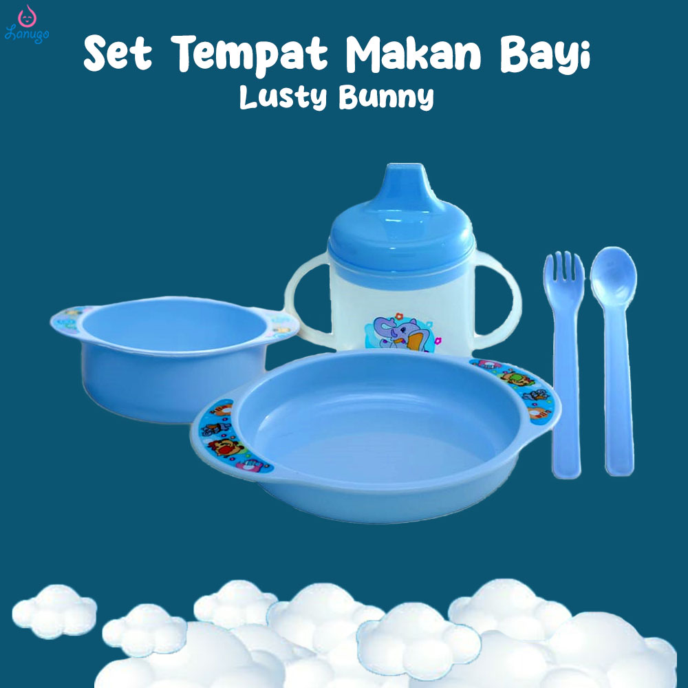Lusty Bunny Set Makan Bayi Feeding Set 5in1 Peralatan Makan Bayi