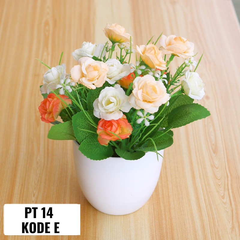 EFPT12PT13PT14 Pot Tanaman Hias Bunga Hias Plastik Ornamen Pot Bonsai Artificial Flower Decoration