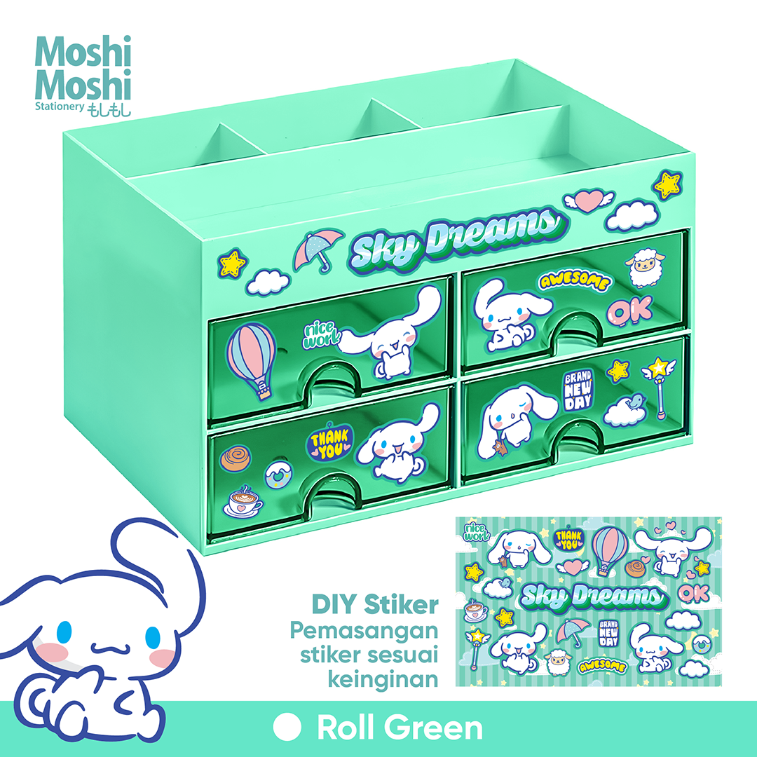 Drawer Desk Fancy 4 Grid Storage Box Tempat Laci Alat Tulis Karakter Meja Kantor Multifungsi 4 Sekat