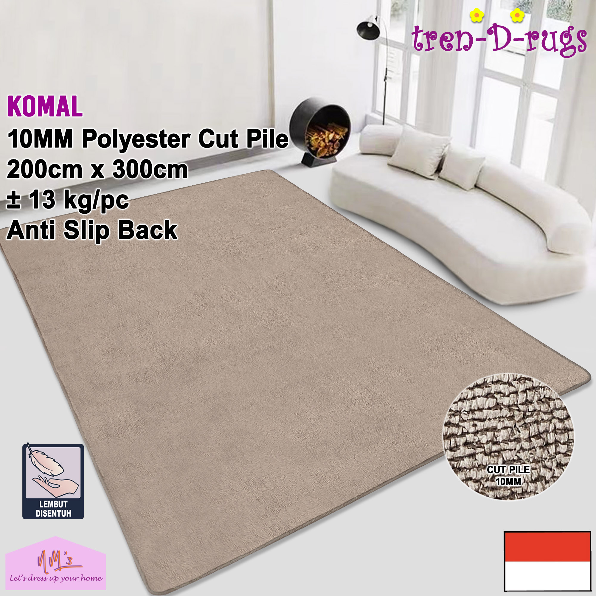 Tren-D-rugs Karpet microfiber supersoft polos jumbo besar permadani 200 cm x 300 cm anti slip modern minimalis bulu halus tebal alas lantai ruang tamu keluarga kamar tidur big size - NMs