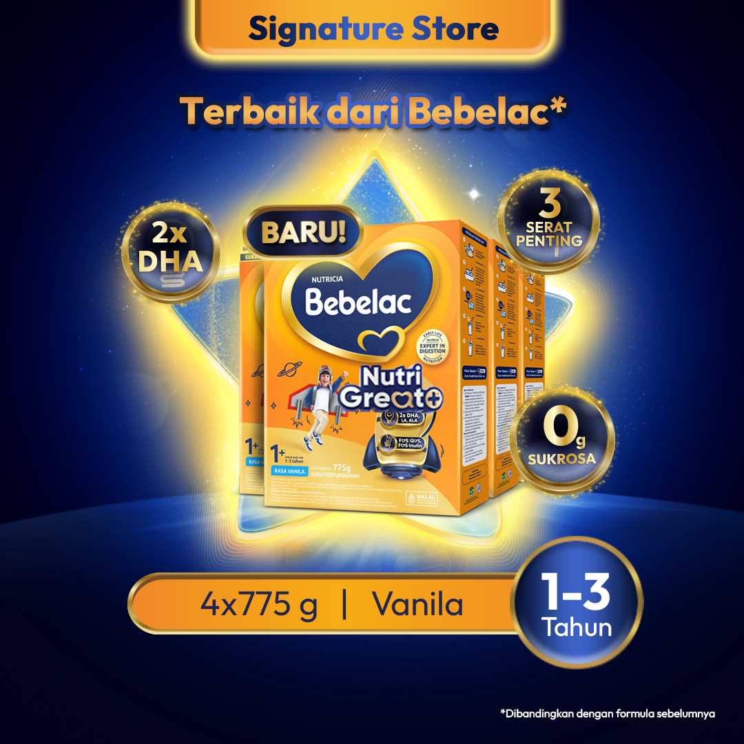 [BARU] Bebelac 1+ (1-3 Tahun) Vanila 775gr x4 Susu Pertumbuhan Bubuk