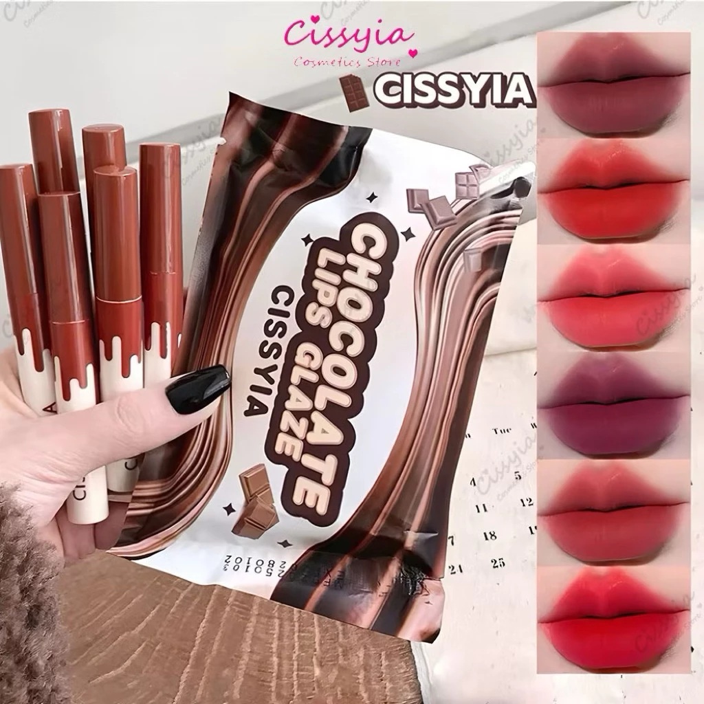 6set lipstick matte coklat set lipstick matte tahan lama tidak mudah pudar tekstur matte lembut m...