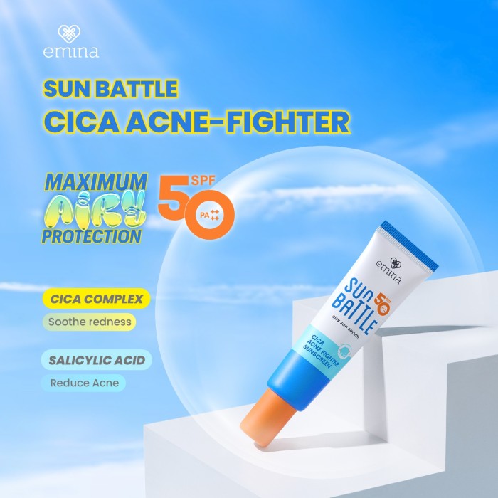 Emina Sun Battle Spf 50 Pa++++ Sunscreen 30ml / Sunblock /