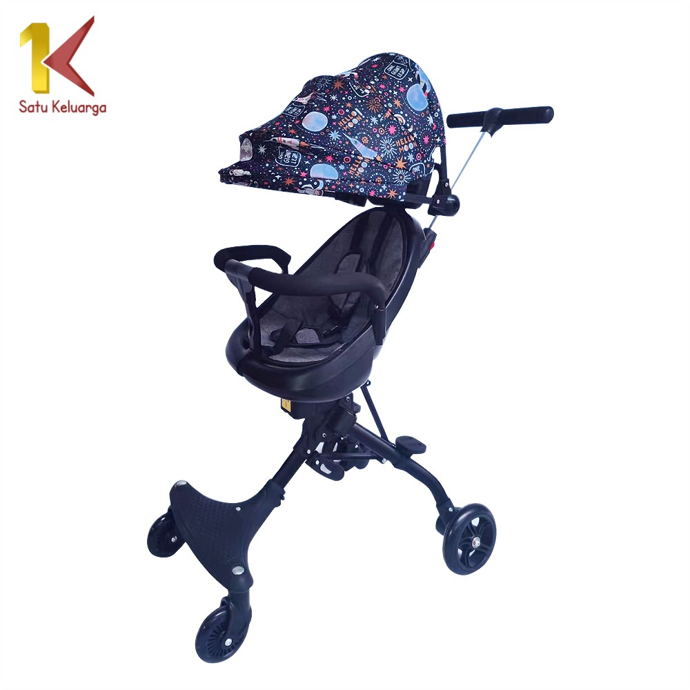 Satu Keluarga Stroller Lipat Travelling C540 Kereta Dorong Roda 4 Dengan Kanopi Perlengkapan Bayi