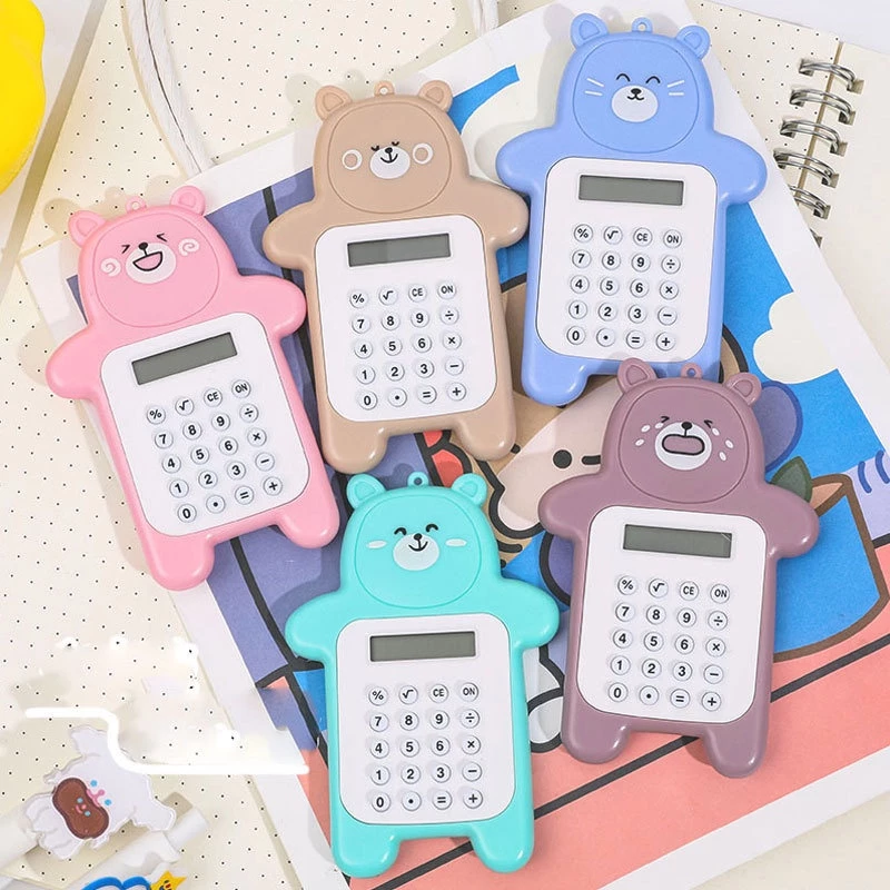 Calculator Mini Portable Motif Bear Kalkulator Beruang 8 Digit Peralatan kantor dan Sekolah