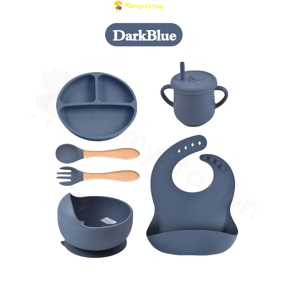 DreamBaby 5PCS/Set Peralatan Makan Bayi Alat Makan Bayi Silikon Set Alat Makan Bayi Set Free Kotak Hadiah