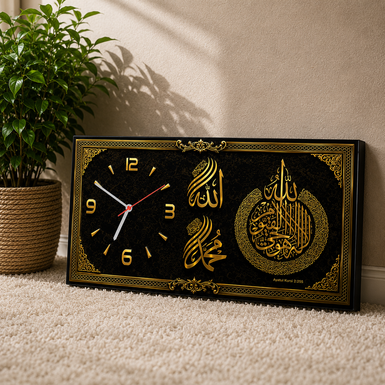 jam dinding kaligrafi muslim dengan Desain Eksklusif dan Detail yang Menarik
