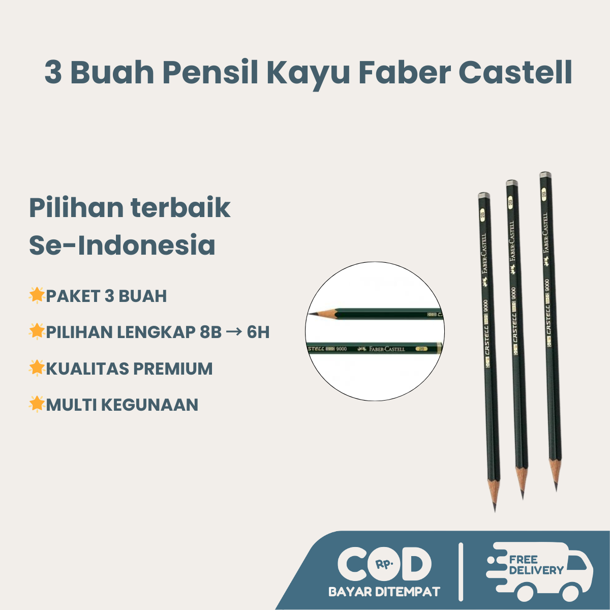 1pcs Pensil Faber Castell 8B 7B 6B 5B 4B 3B 2B B HB F H 2H 3H 4H 5H 6H