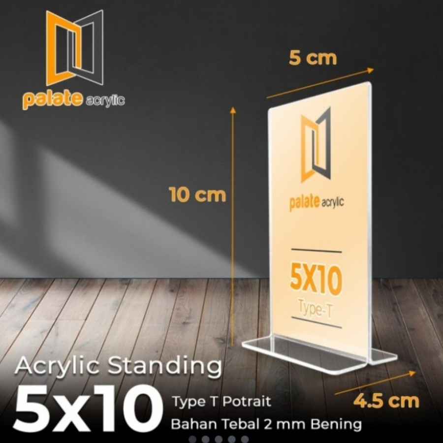 Akrilik Pajangan Iklan Brosur - Acrylic Tempat Brosur - Stand Kode QR - Tent Card Display 5x10 Type T - Acrylic Transparan Pajangan Brosur Display Menu