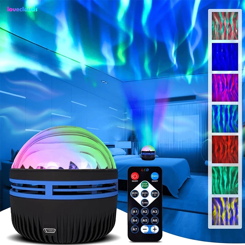 Lampu Proyektor Aurora Utara Mini Galaksi Langit Tidur Disco + Remote