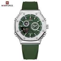 Jam Tangan Pria Original Naviforce 9216 Dual Time Sports Strap Rubber