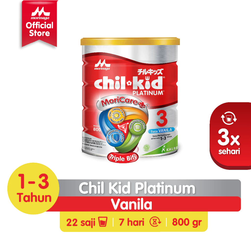 Morinaga Chil Kid Platinum Susu Formula Pertumbuhan Anak Usia 1-3 Tahun Vanila 800gr