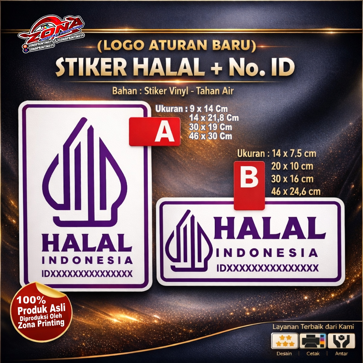 Stiker Halal Logo Baru Bisa Request Nomor ID Vynil glossy Siap Cetak