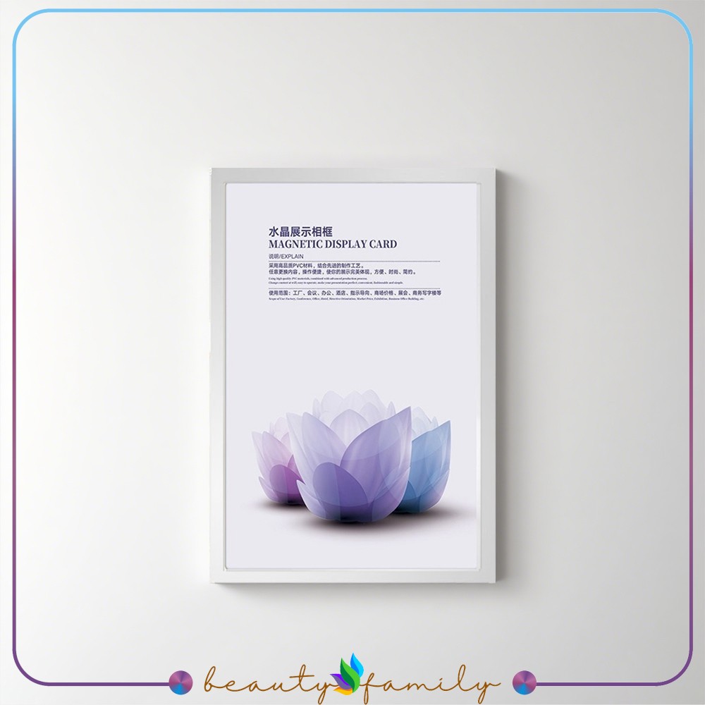 BF-C1342 Tempat Poster Magnetik PVC A4 Stiker Dinding Bingkai Foto Tempel Anti Slip / Frame Poster