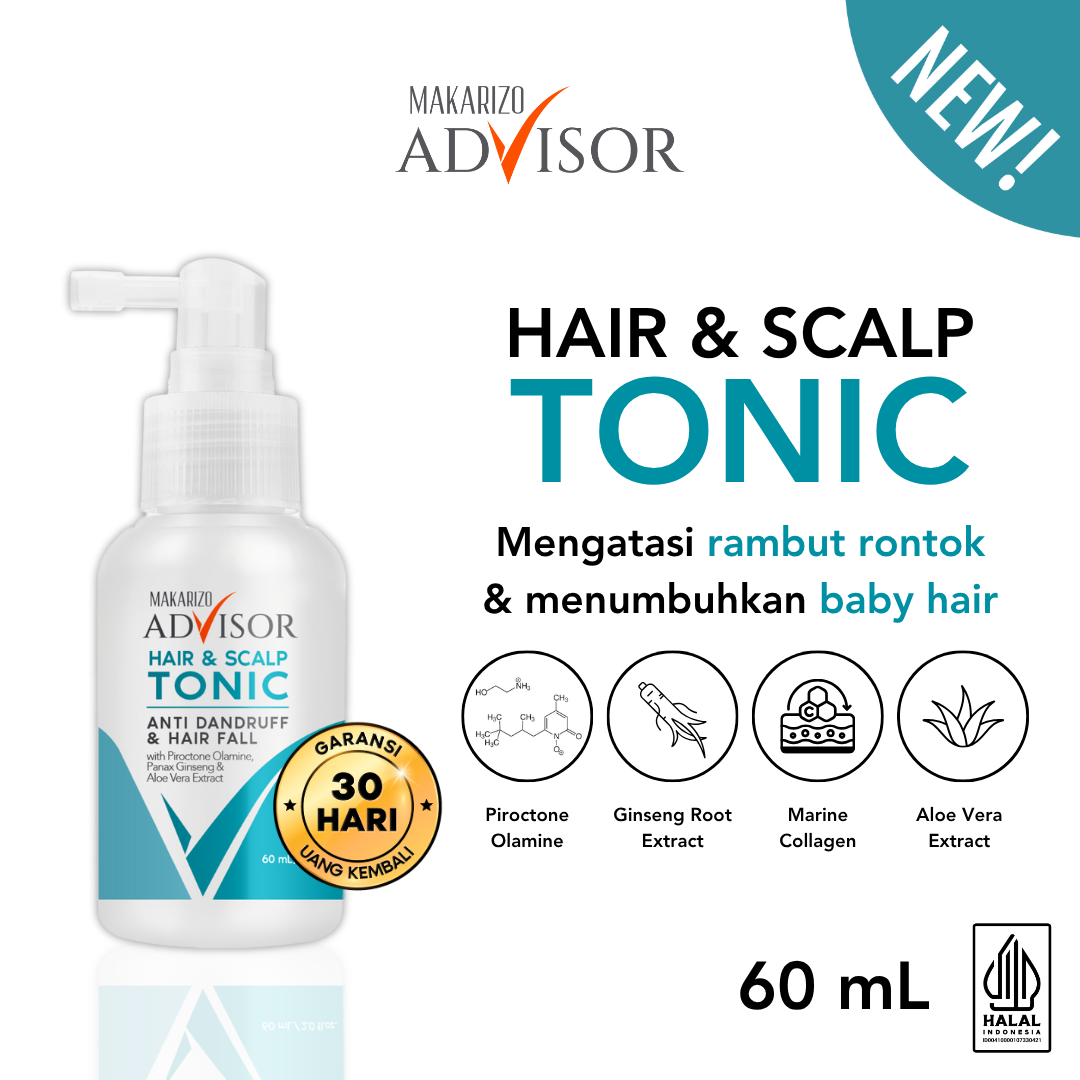 Makarizo Advisor Hair & Scalp Tonic 60mL - 2 in 1 Atasi Rambut Rontok dan Ketombe / Menumbuhkan R...