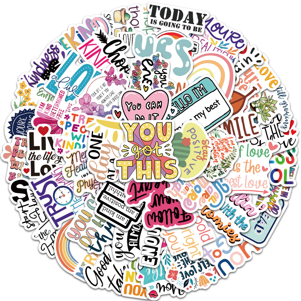 COD✨52 PCS GAYA LUCU Frase bahasa Inggris yang menginspirasi stiker untuk Buku Tempel/Buku Harian/HP/Dekorasi Laptop/Sticker Helm Tahan Air Vinil/Stiker Tablet Ponsel stiker tahan air berperekat