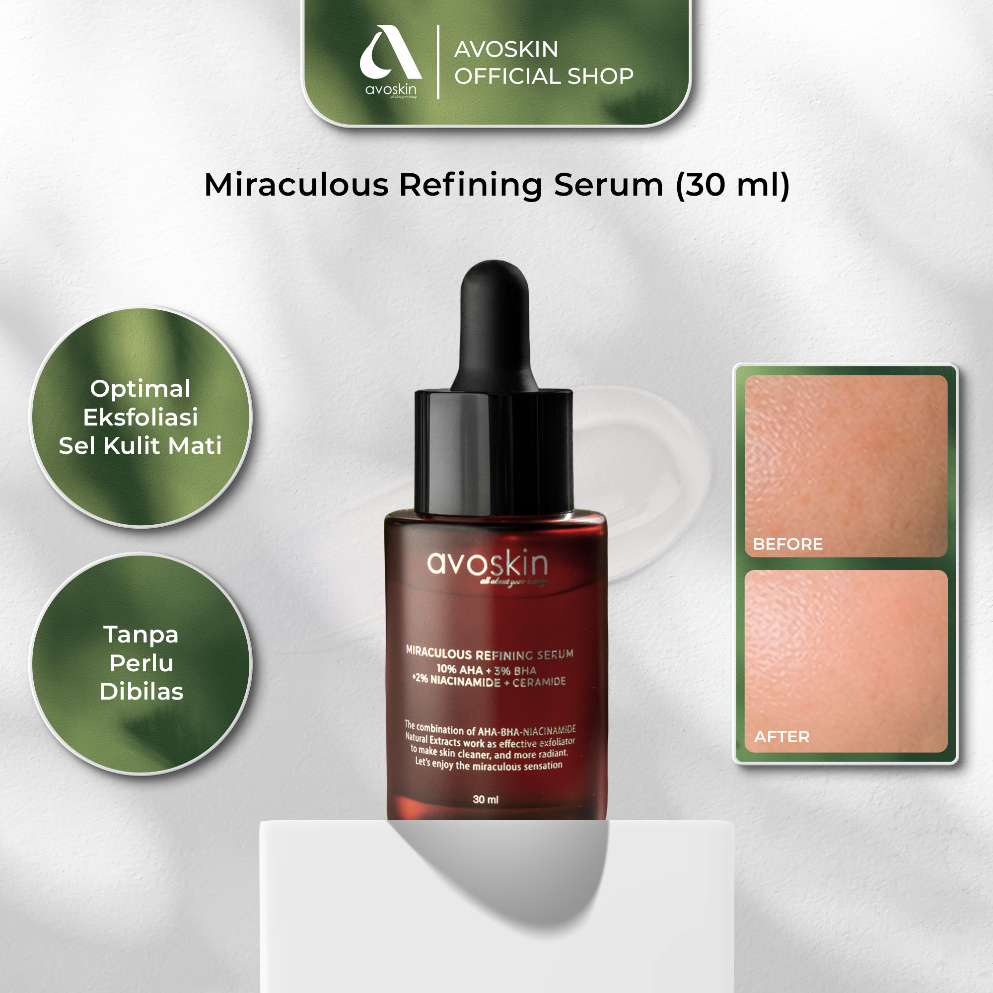 Serum Avoskin Miraculous Refining 30ml-AHA BHA-Waktunya Eksfoliasi