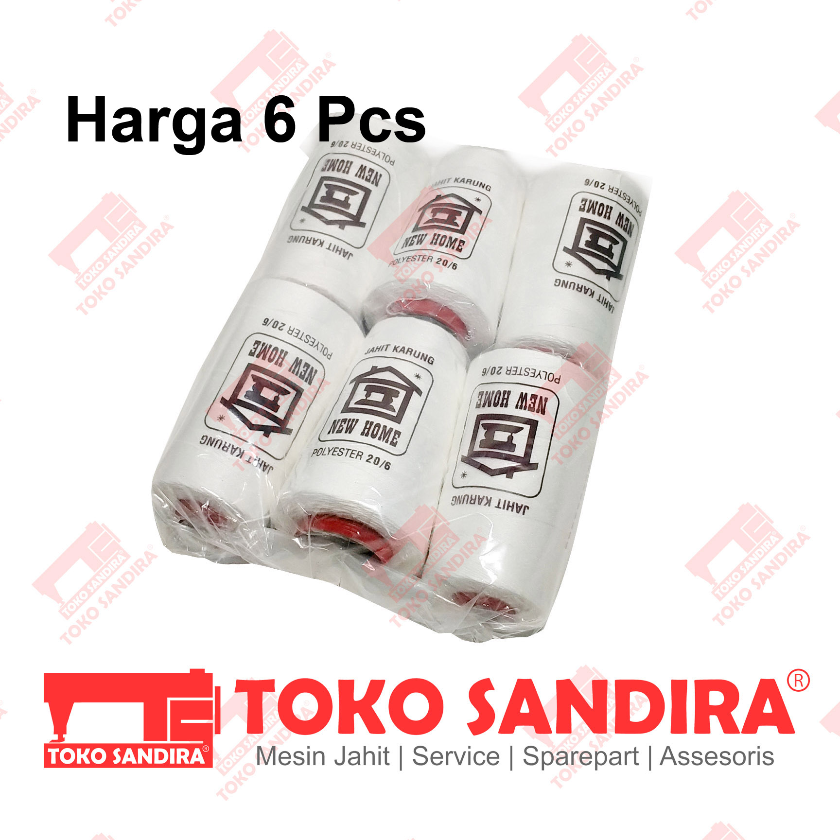 6 PCS Benang Jahit Karung 20/6 / BENANG JAHIT MERK NEW HOME/toko alat jahit/kebutuhan menjahit/toko perlengkapan menjahit/alat jahit lengkap