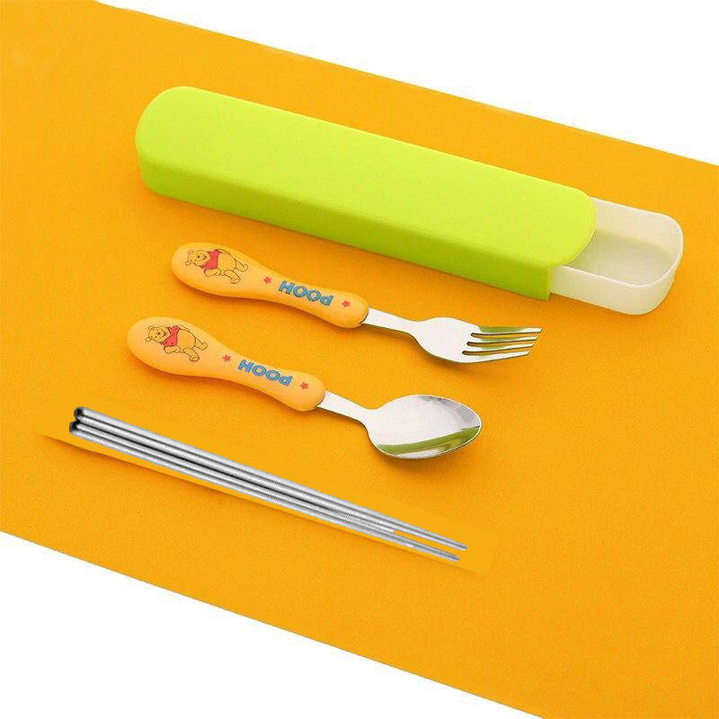 Sendok Set Anak Stainless Steel Alat Makan Sendok Garpu Sumpit Anti Karat / Peralatan makan set Include Kotak Penyimpanan