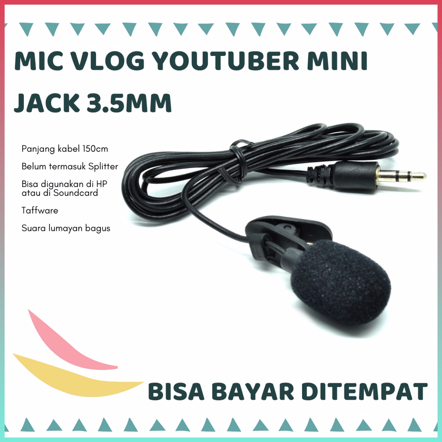 MIC VLOG CLIP ON MICROPHONE TAFFWARE MICROFON KLIP SMULE SING VIDEO YOUTUBER BLACK AUDIO VLOGGER 3.5 JACK HP mic vlog clip on microphone taffware microfon klip smule sing video youtuber black audio vlogger 3.5 jack hp