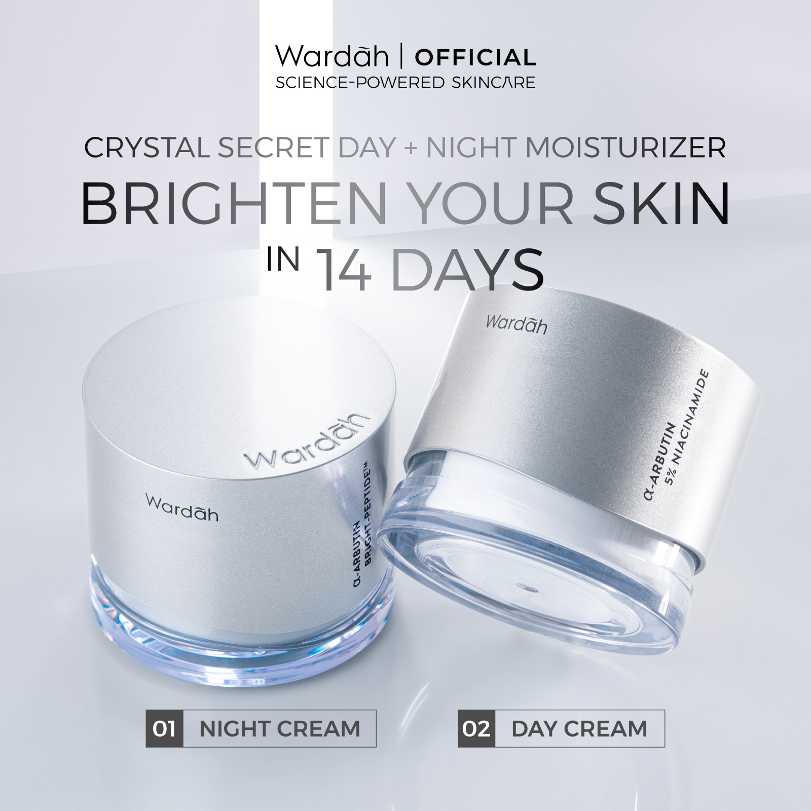 WARDAH Paket Crystal Secret - Brightening Day Moisturizer dan Night Moisturizer 30g - Mencerahkan...