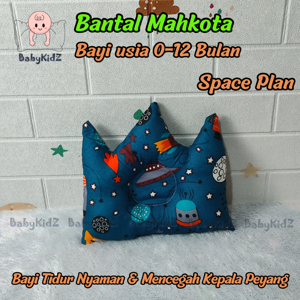 Bantal Bayi Anti Peyang Bentuk Mahkota / Crown Motif Karakter – Bahan Lembut & Empuk Untuk Newborn