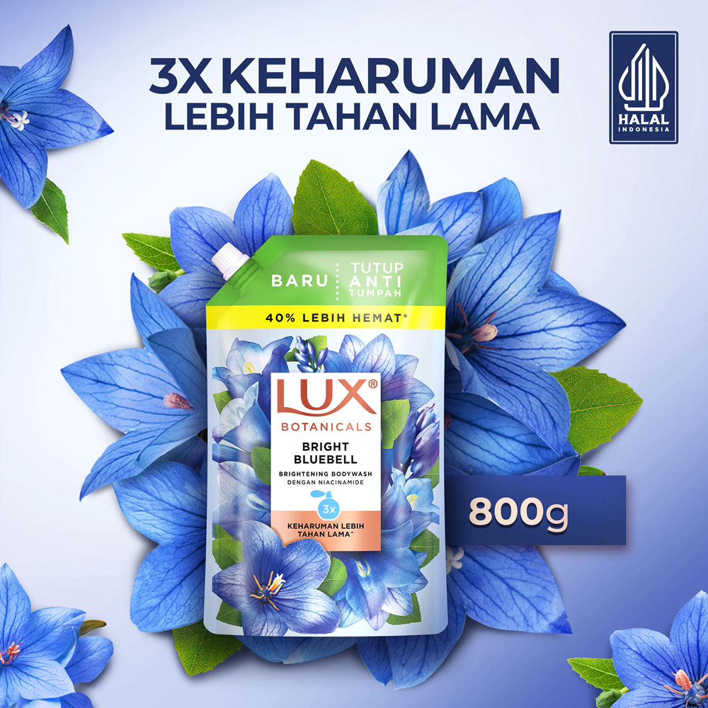 Lux Botanicals Body Wash Sabun Mandi Cair Bright Bluebell Pouch Refill 800gr